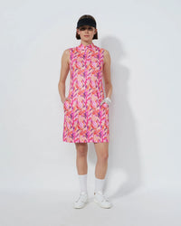 Sheermotion Artsy Leaf Sleeveless Dress-Daily Sports