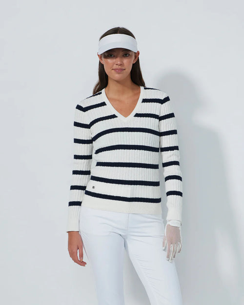 MADALENE NAVY WITE STRIPE PULLOVER | DAILY SPORTS