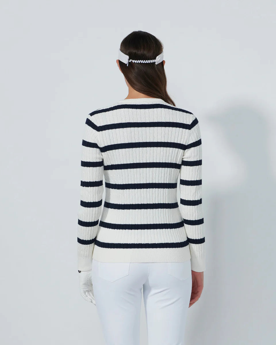 MADALENE NAVY WITE STRIPE PULLOVER | DAILY SPORTS