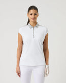 Abstract Swirl Printed Cap Sleeve Polo Shirt-Daily Sports