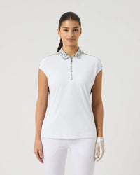 Abstract Swirl Printed Cap Sleeve Polo Shirt-Daily Sports