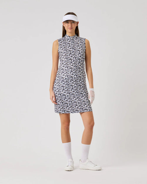 Sheermotion Artsy Leaf Sleeveless Dress-Daily Sports