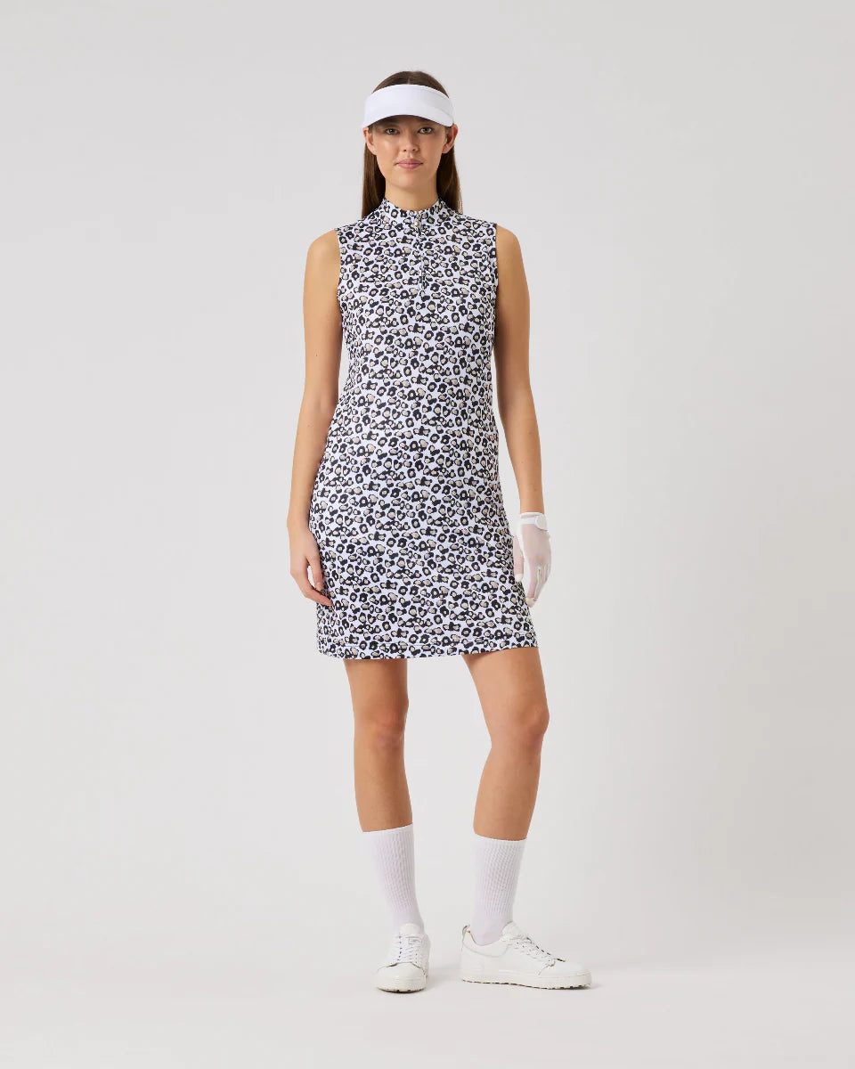 Sheermotion Artsy Leaf Sleeveless Dress-Daily Sports