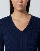 MADALENE CABLE KNIT V-NECK SWEATER | DAILY SPORTS