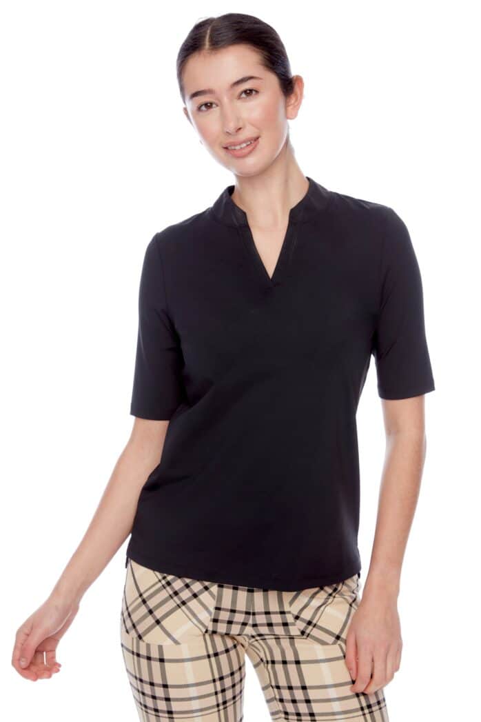 SOLID SHORT-SLEEVE V-NECK VELOCITY POLO-DAILY SPORTS