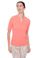 SOLID SHORT-SLEEVE V-NECK VELOCITY POLO-SWING CONTROL