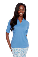 SOLID SHORT-SLEEVE V-NECK VELOCITY POLO-SWING CONTROL
