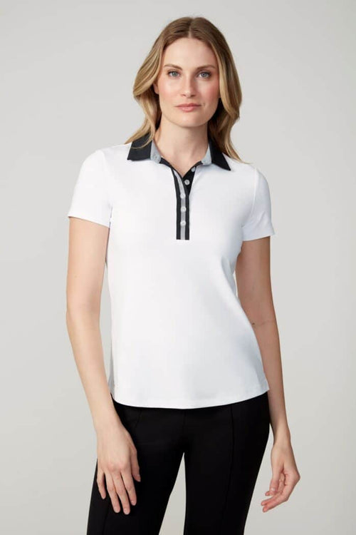 CONTRAST SHORT-SLEEVE VELOCITY POLO-SWING CONTROL