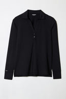 SOLID LONG SLEEVE COLLARED VELOCITY TOP | SWING CONTROL