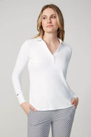 SOLID LONG SLEEVE COLLARED VELOCITY TOP | SWING CONTROL