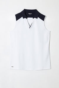 COLOR BLOCK V-NECK SLEEVELESS VELOCITY TOP-SWING CONTROL