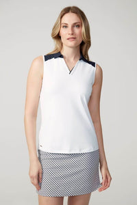 COLOR BLOCK V-NECK SLEEVELESS VELOCITY TOP | SWING CONTROL