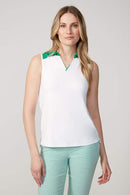COLOR BLOCK V-NECK SLEEVELESS VELOCITY TOP-SWING CONTROL
