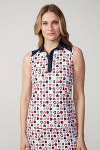 NAVY HEARTS SLEEVELESS VELOCITY TOP | SWING CONTROL