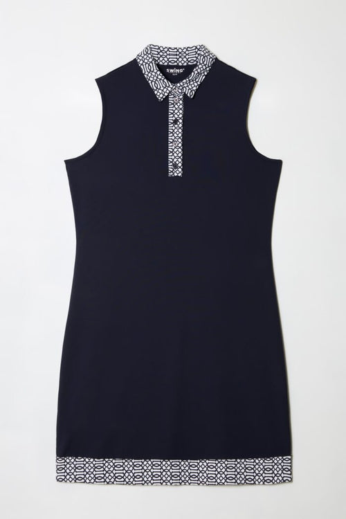 NAVY KEYS SLEEVELESS VELOCITY DRESS
