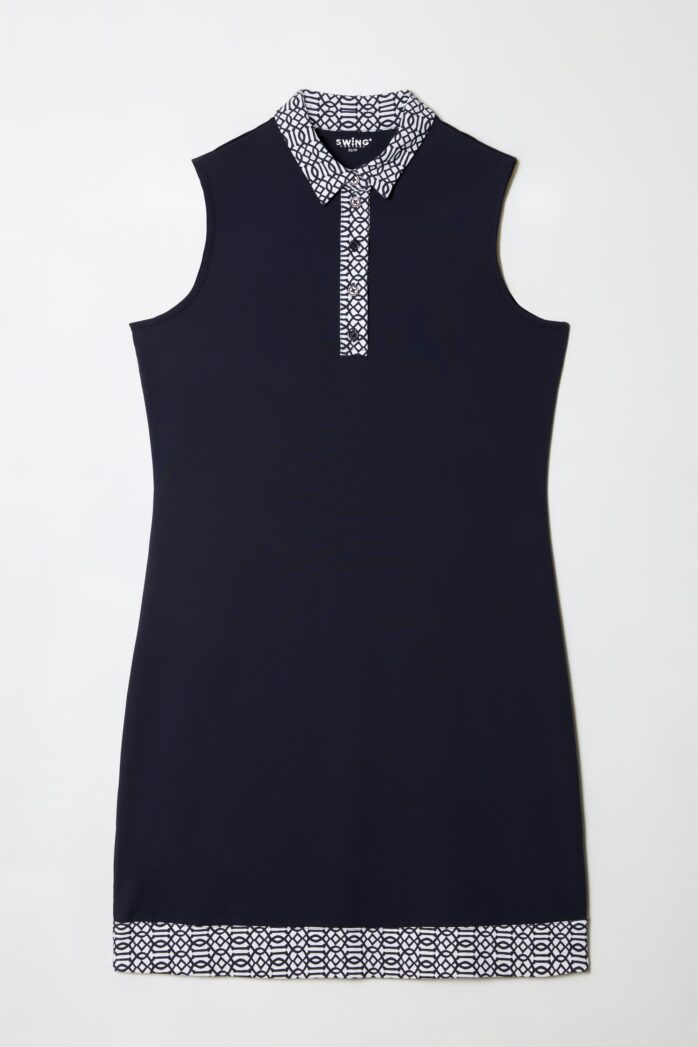NAVY KEYS SLEEVELESS VELOCITY DRESS