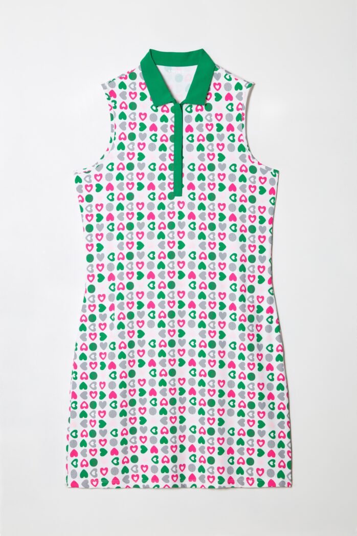 GREEN HEARTS SLEEVELESS VELOCITY DRESS | SWING CONTROL