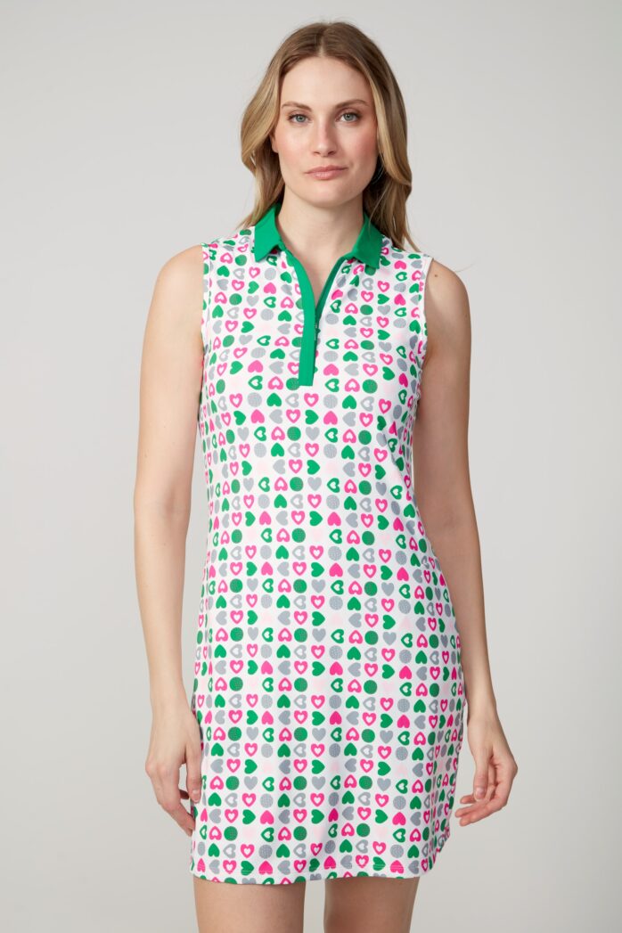 GREEN HEARTS SLEEVELESS VELOCITY DRESS | SWING CONTROL