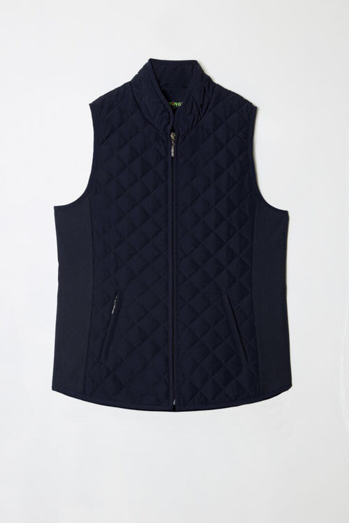 QUILTED/RIB ZIPPERED VEST