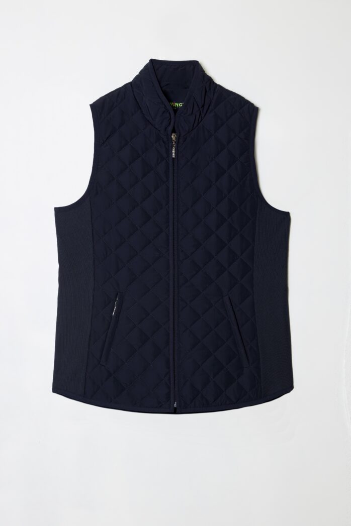 QUILTED/RIB ZIPPERED VEST