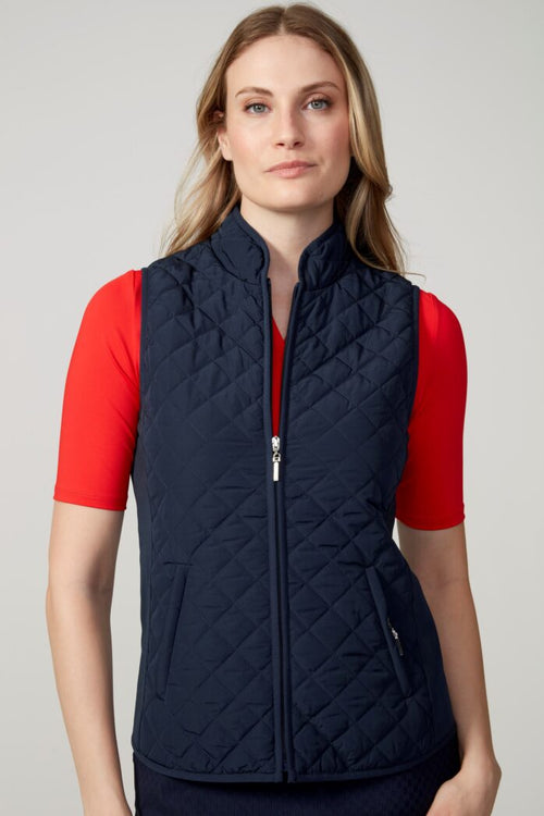 QUILTED/RIB ZIPPERED VEST