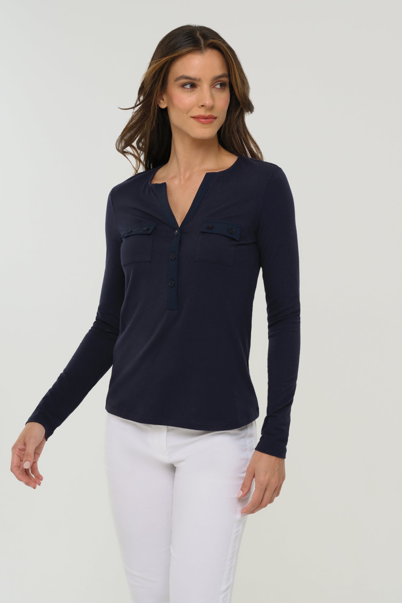 Calista Roll up Henley Top | ANATOMIE