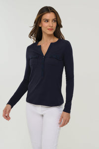 Calista Roll up Henley Top | ANATOMIE
