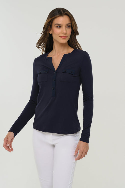 Calista Roll up Henley Top | ANATOMIE