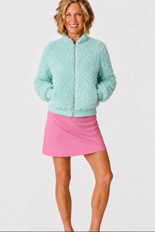 Danni Bomber Jacket - Mint Mirage Sherpa AMY SPORT