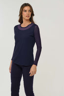Kim Mesh-Sleeve Top in Pima Modal