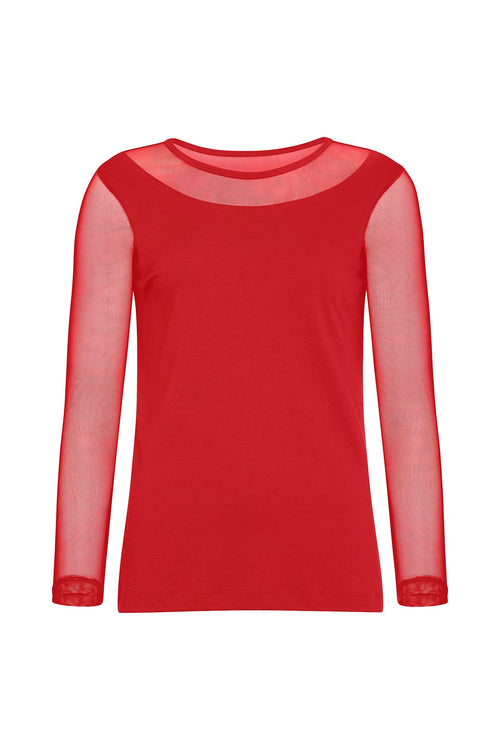 Kim Mesh-Sleeve Top in Pima Modal
