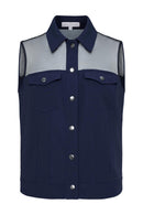 Lenox Organza & Performance Twill Sleeveless Trucker Vest ANATOMIE