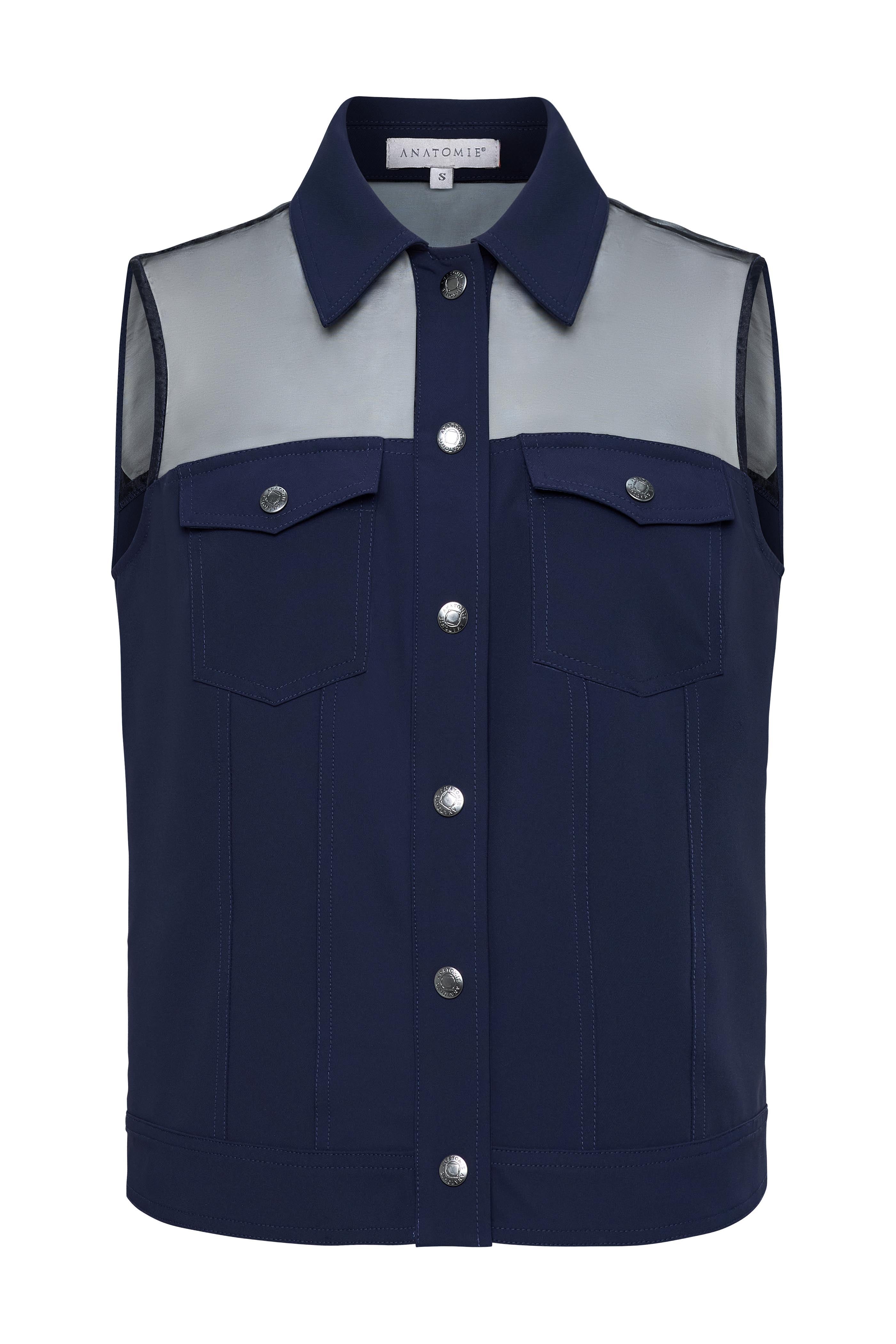 Lenox Organza & Performance Twill Sleeveless Trucker Vest ANATOMIE