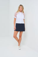 Jade Stretch Poplin & Organza Collared Button Down ANATOMIE