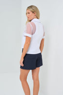 Jade Stretch Poplin & Organza Collared Button Down ANATOMIE