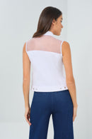 Lenox Organza & Performance Twill Sleeveless Trucker Vest ANATOMIE