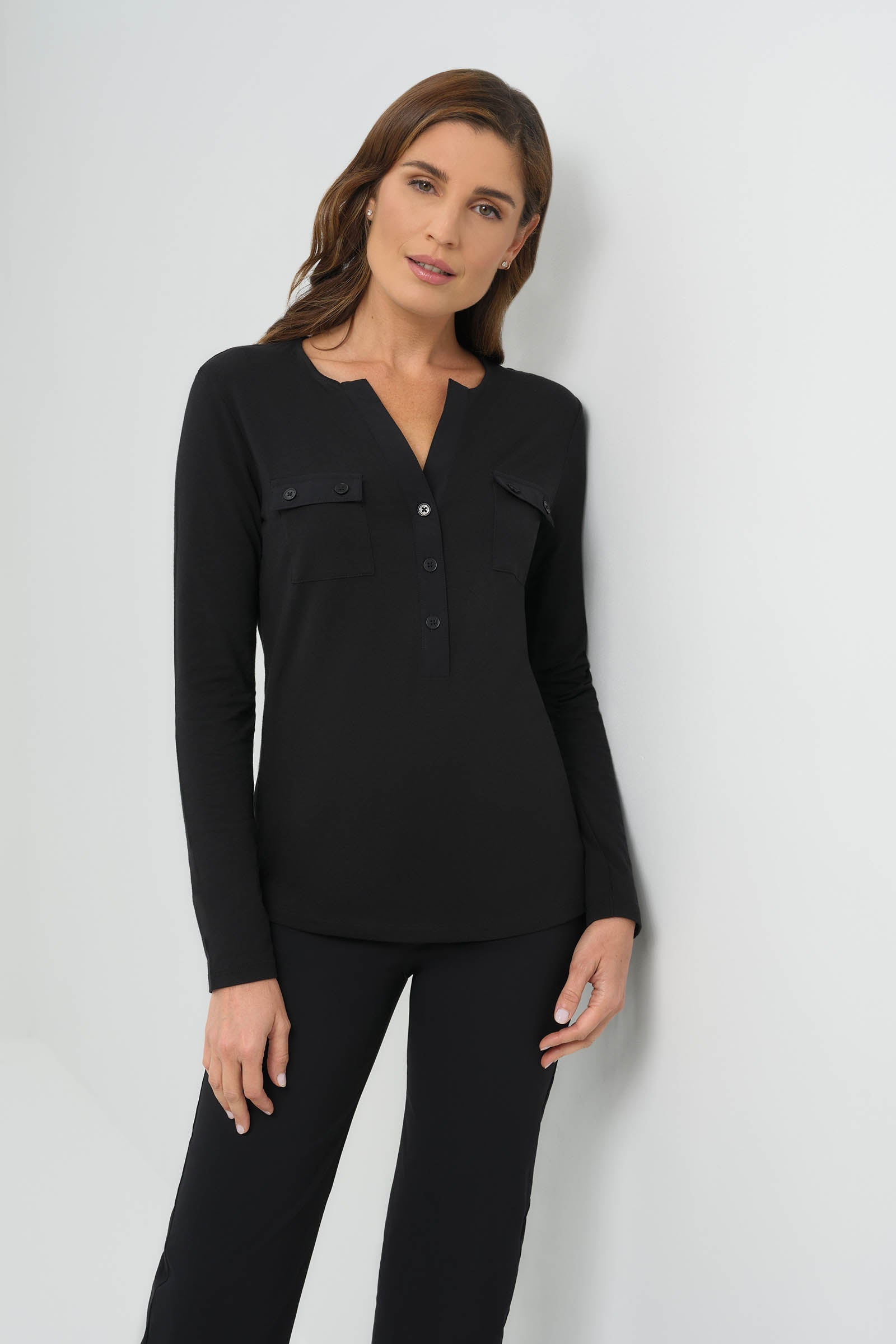 Calista Roll up Henley Top | ANATOMIE