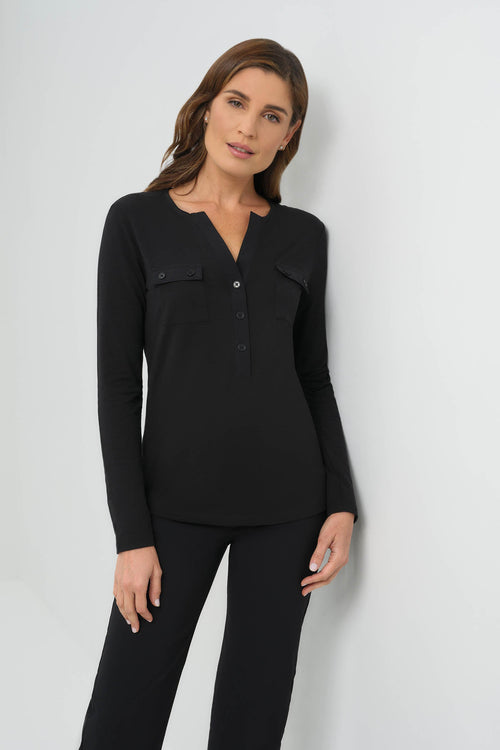 Calista Roll up Henley Top | ANATOMIE