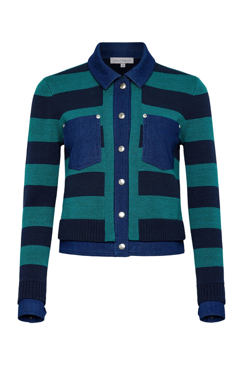 Sienna Sweater Knit & Performance Denim Trucker Jacket ANATOMIE