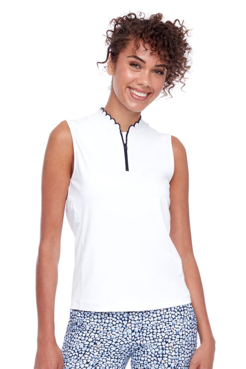 SCALLOPED EDGE SLEEVELESS VELOCITY TOP | SWING CONTROL