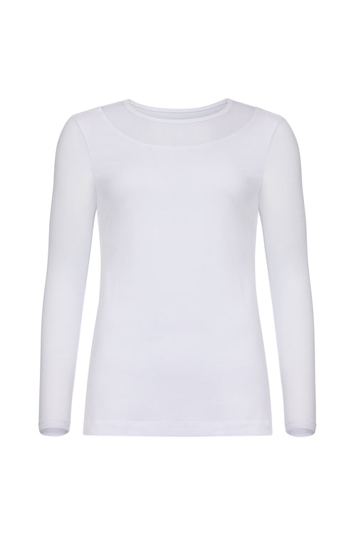 Kim Mesh-Sleeve Top in Pima Modal