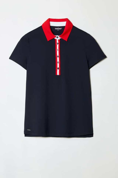 CONTRAST SHORT-SLEEVE VELOCITY POLO-SWING CONTROL